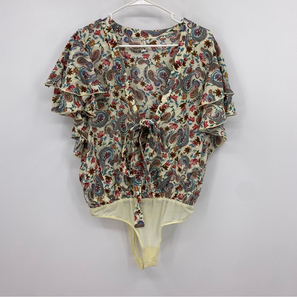 Free People  Call Me Later Printed Bodysuit Large - Picture 2 of 9